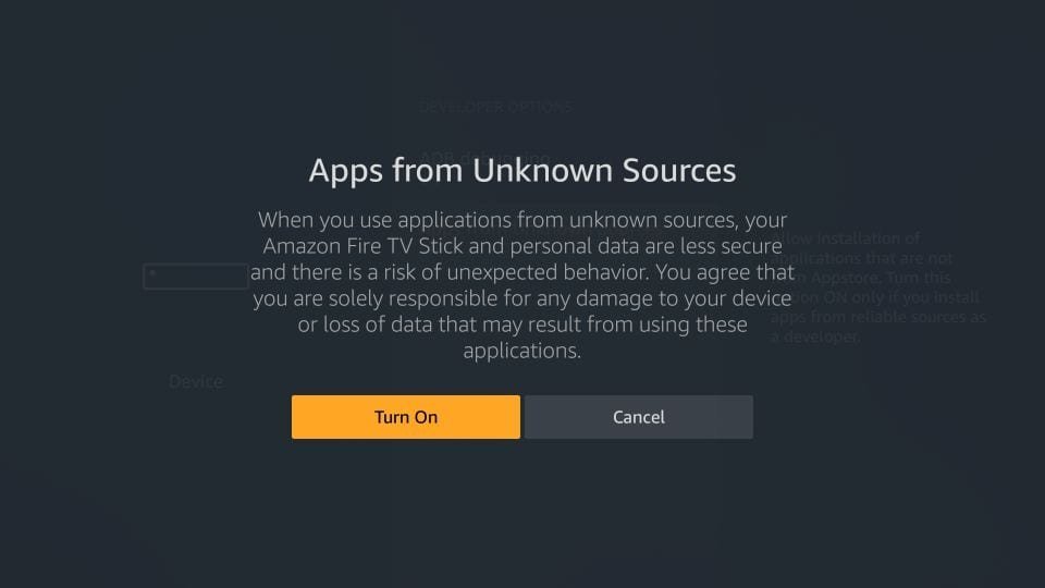 FireStick Unknown Sources Warning Confirmation
